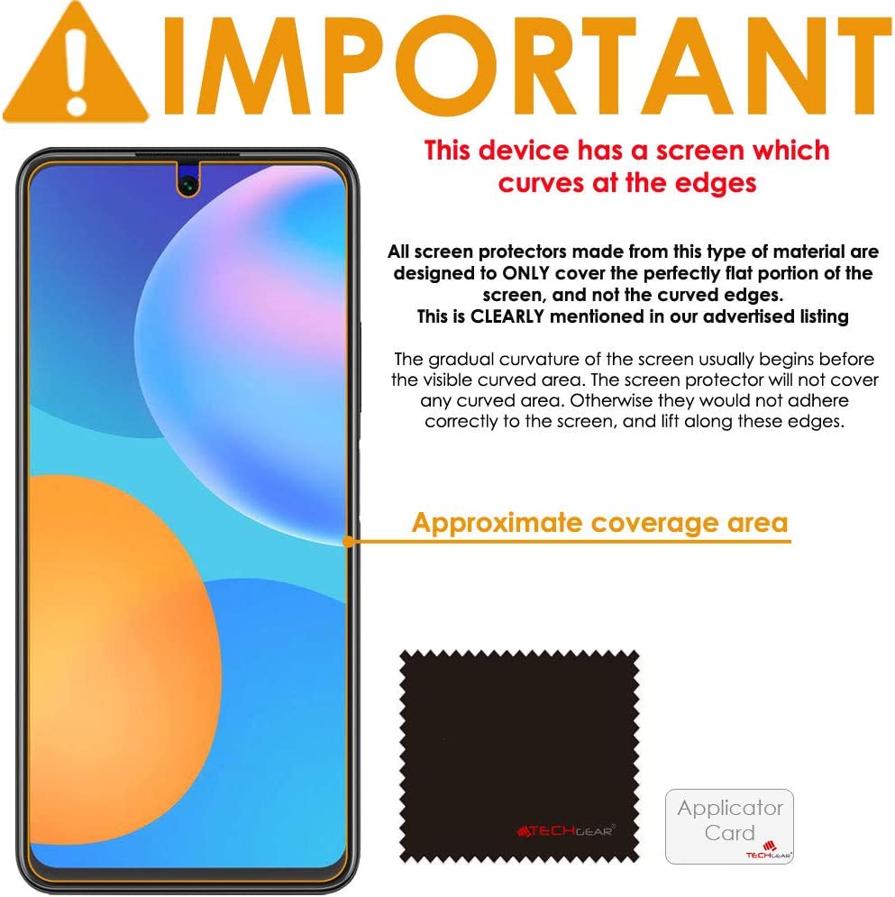 [3 Pack] TECHGEAR Screen Protectors Compatible with Huawei P Smart 2021, CLEAR LCD Screen Protectors Cover Guards