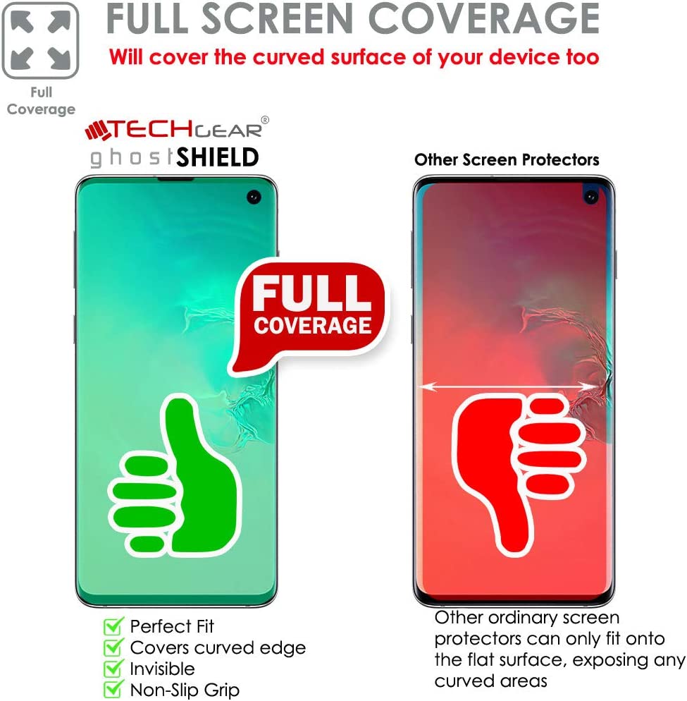 TECHGEAR Screen Protector fits Samsung Galaxy S10e [ghostSHIELD Edition] Genuine Reinforced TPU film Screen Protector s [FULL Screen Coverage]