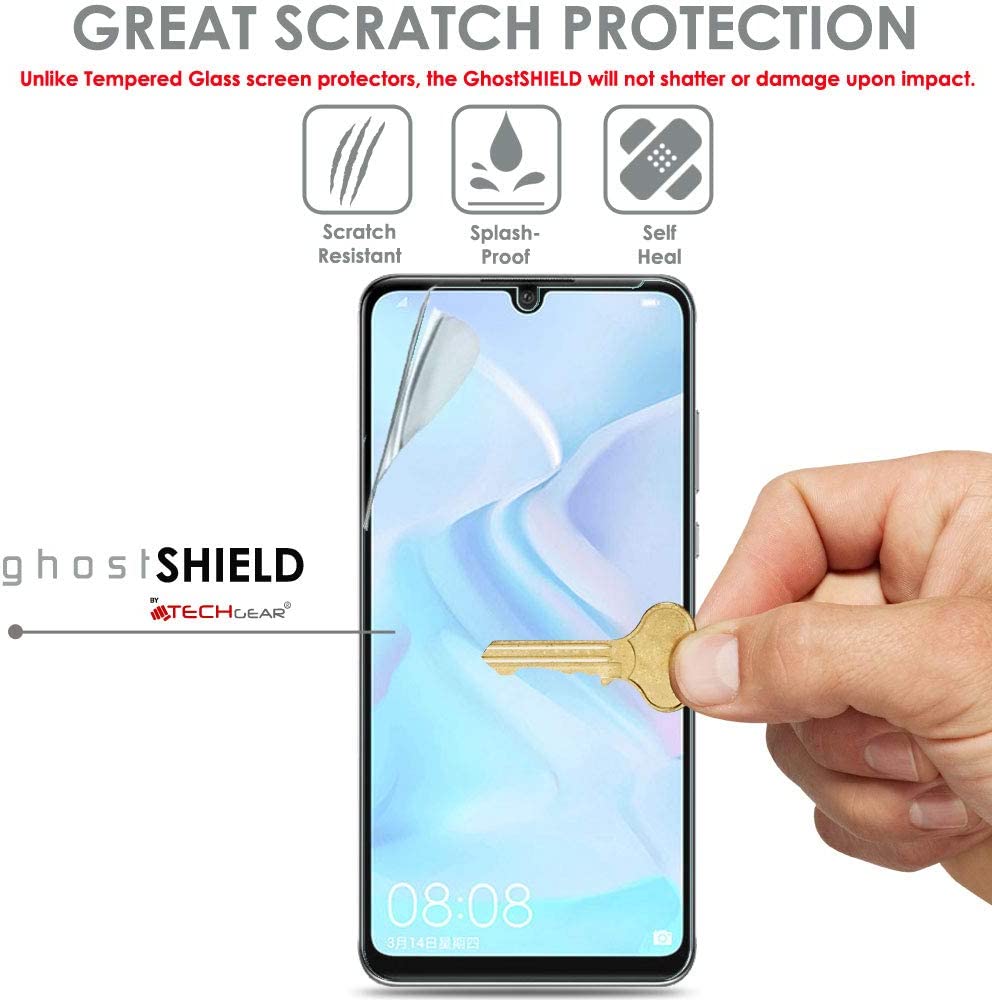 TECHGEAR Screen Protector fits Huawei P30 Lite [ghostSHIELD Edition] Reinforced TPU film Screen Protector with FULL Screen Coverage inc