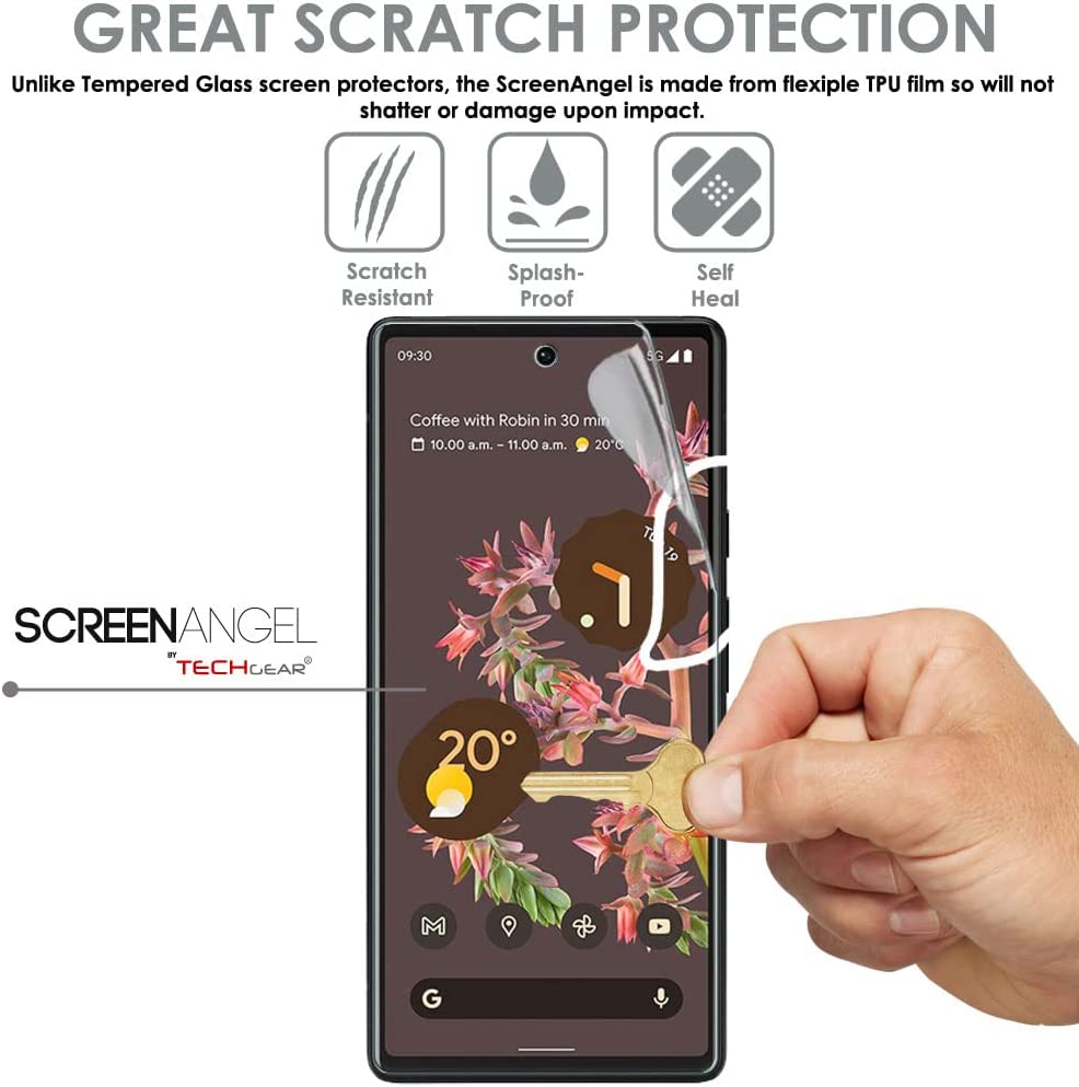 TECHGEAR Screen Protector fits Google Pixel 6 Pro [Screen Angel Edition] [Bubble Free] [FULL Screen Coverage] HD Clear Flexible TPU Film