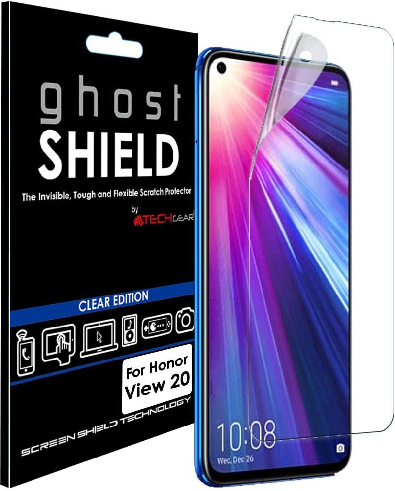 [Pack of 3] TECHGEAR Screen Protectors for Honor View 20 [ghostSHIELD Edition] Reinforced TPU film Screen Protector with FULL Screen Coverage inc