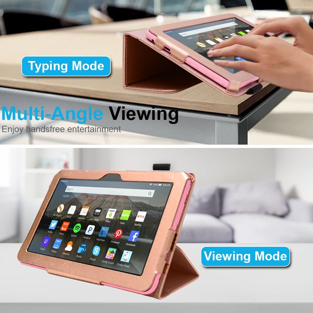 [Folio Case] Smart Cover Stand with Auto Sleep/Wake & Hand Strap For New Amazon Fire 7" (12th Generation / 2022)