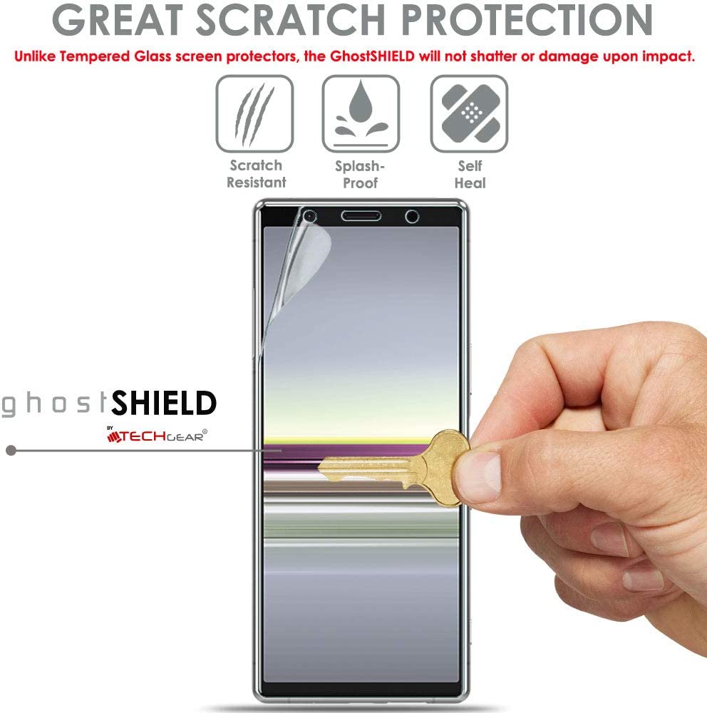 TECHGEAR Screen Protector fits Sony Xperia 5 [ghostSHIELD Edition] Reinforced TPU film Screen Protector with FULL Screen Coverage inc
