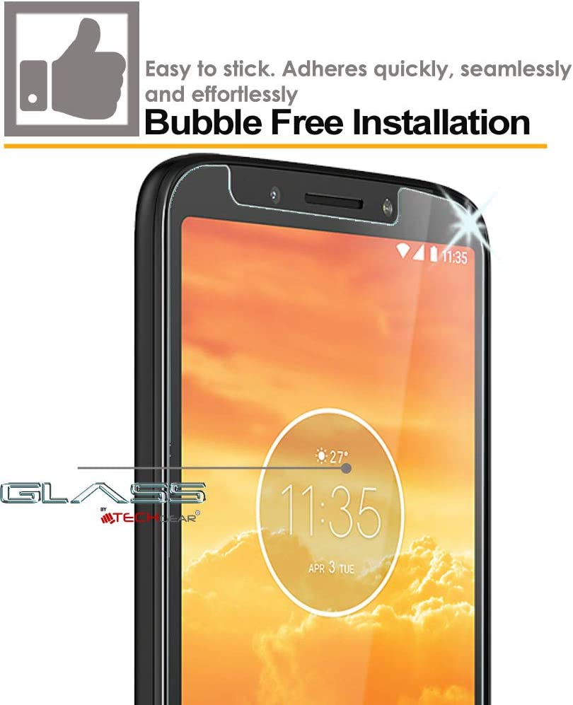 TECHGEAR Moto E6 Play GLASS Edition Genuine Tempered Glass Screen Protector [9H Hardness] [No-Bubble] Compatible for Motorola Moto E6 Play