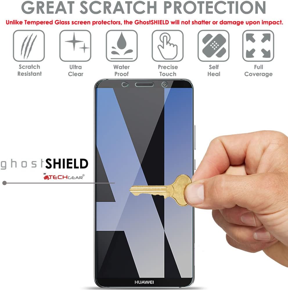 TECHGEAR Screen Protector to fit Huawei Mate 10 Pro [ghostSHIELD Edition] Reinforced Flexible TPU Screen Protector with Full Screen Coverage