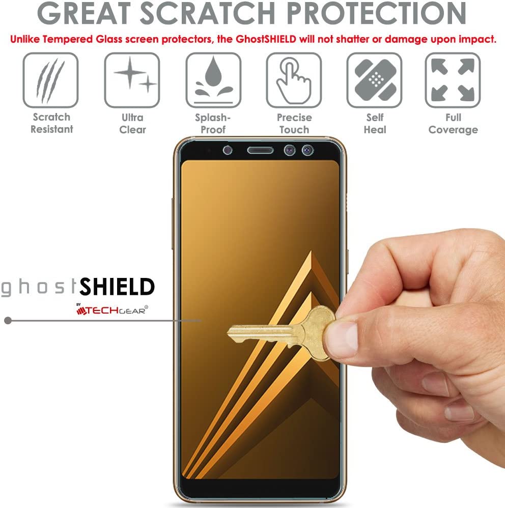 [3 Pack] TECHGEAR Screen Protectors to fit Samsung Galaxy J6 [ghostSHIELD Edition] Reinforced Flexible TPU Screen Protector with Full Screen Coverage