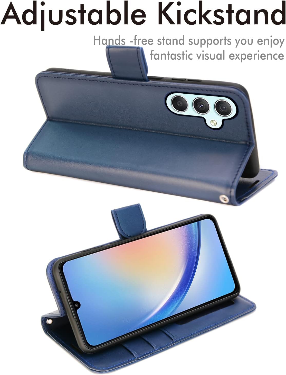[Wallet Case] Protective Cover with Cash & Card Holder, Stand and Wrist Strap For Samsung A34 5G