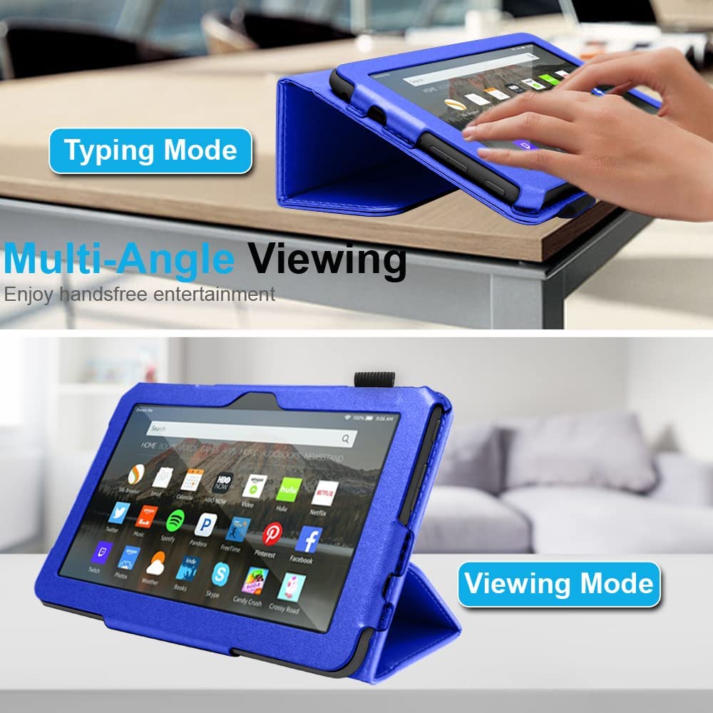 [Folio Case] Smart Cover Stand with Auto Sleep/Wake & Hand Strap For New Amazon Fire 7" (12th Generation / 2022)