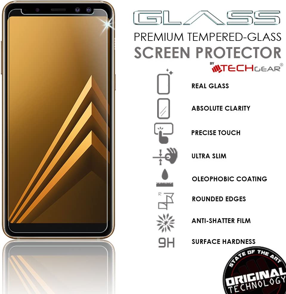[2 Pack] TECHGEAR GLASS Edition for Galaxy A8 2018 (SM-A530 Series) - Genuine Tempered Glass Screen Protectors