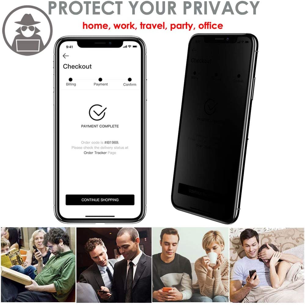 iPhone 12 Pro Max Anti Spy, Privacy Full Coverage 3D Tempered Glass Screen Protectors