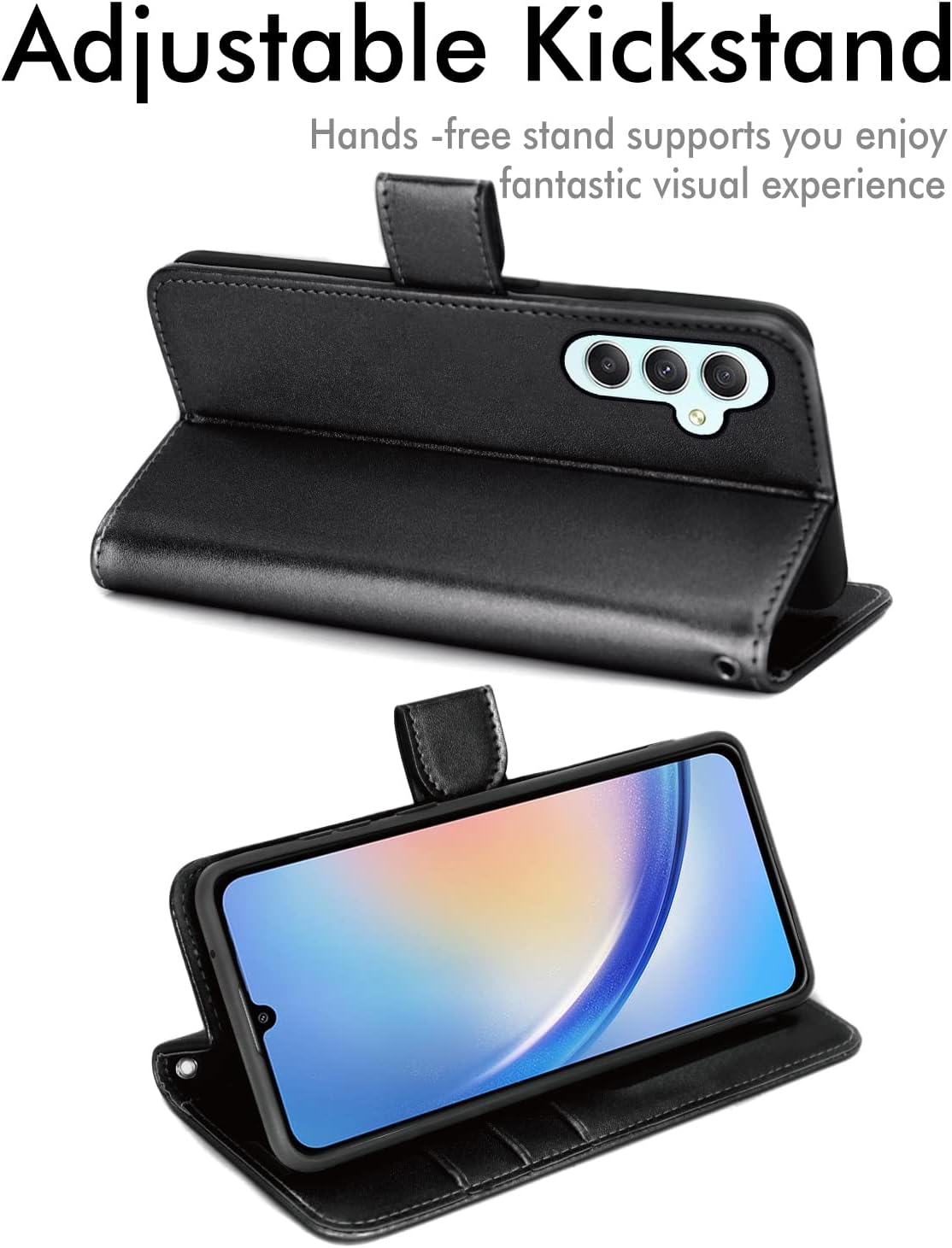 [Wallet Case] Protective Cover with Cash & Card Holder, Stand and Wrist Strap For Samsung A34 5G