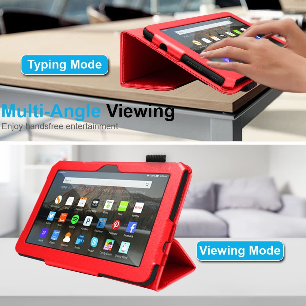 [Folio Case] Smart Cover Stand with Auto Sleep/Wake & Hand Strap For New Amazon Fire 7" (12th Generation / 2022)