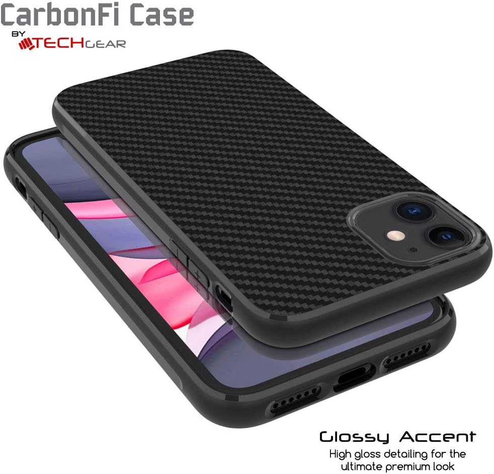 [CarbonFi Case] Flexible Shockproof  Slim Fit Case Cover with Carbon Fibre Detailing for iPhone 11