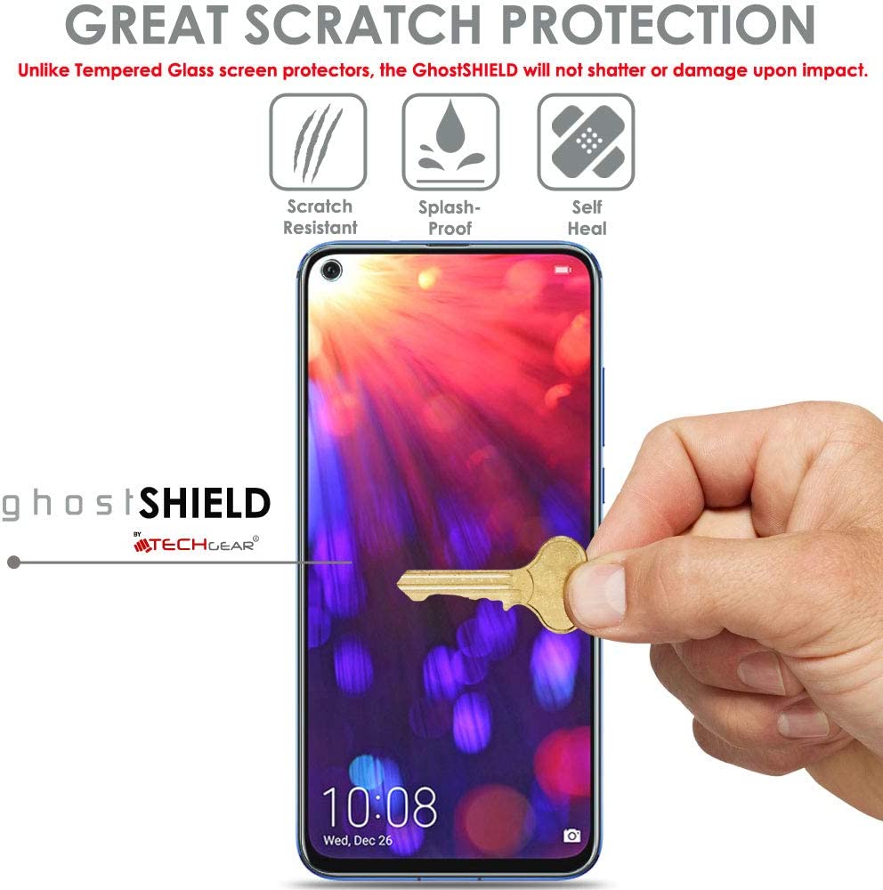[Pack of 3] TECHGEAR Screen Protectors for Honor View 20 [ghostSHIELD Edition] Reinforced TPU film Screen Protector with FULL Screen Coverage inc