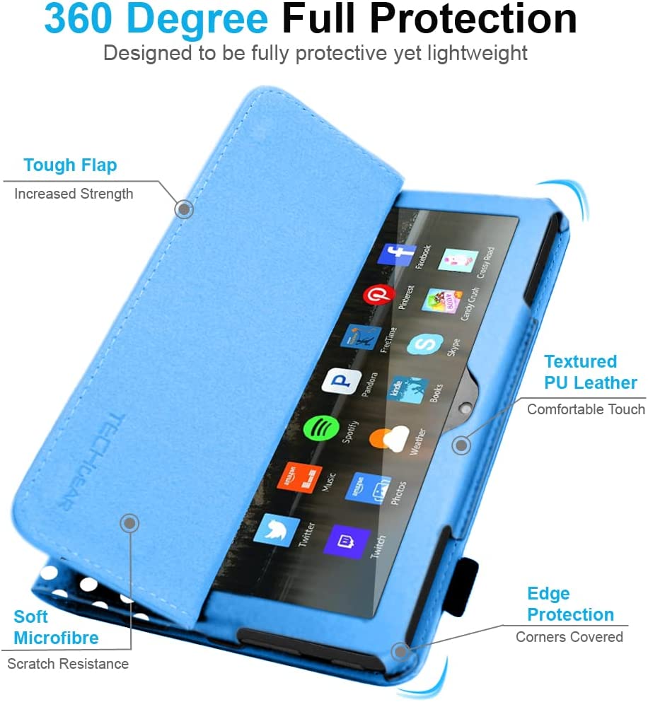 [Folio Case] Smart Cover Stand with Auto Sleep/Wake & Hand Strap For New Amazon Fire 7" (12th Generation / 2022)