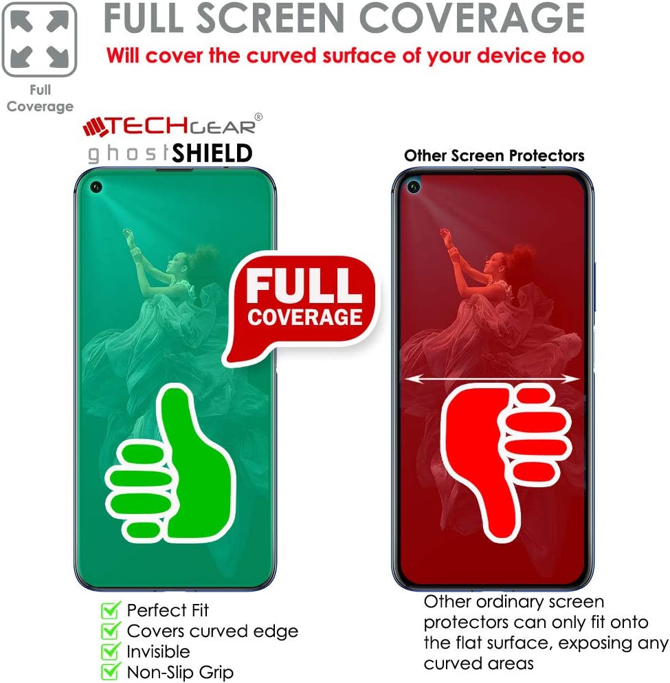 TECHGEAR [Pack of 2] Screen Protectors for Honor 20 and Huawei Nova 5T [ghostSHIELD Edition] Reinforced TPU film Screen Protector with FULL Screen
