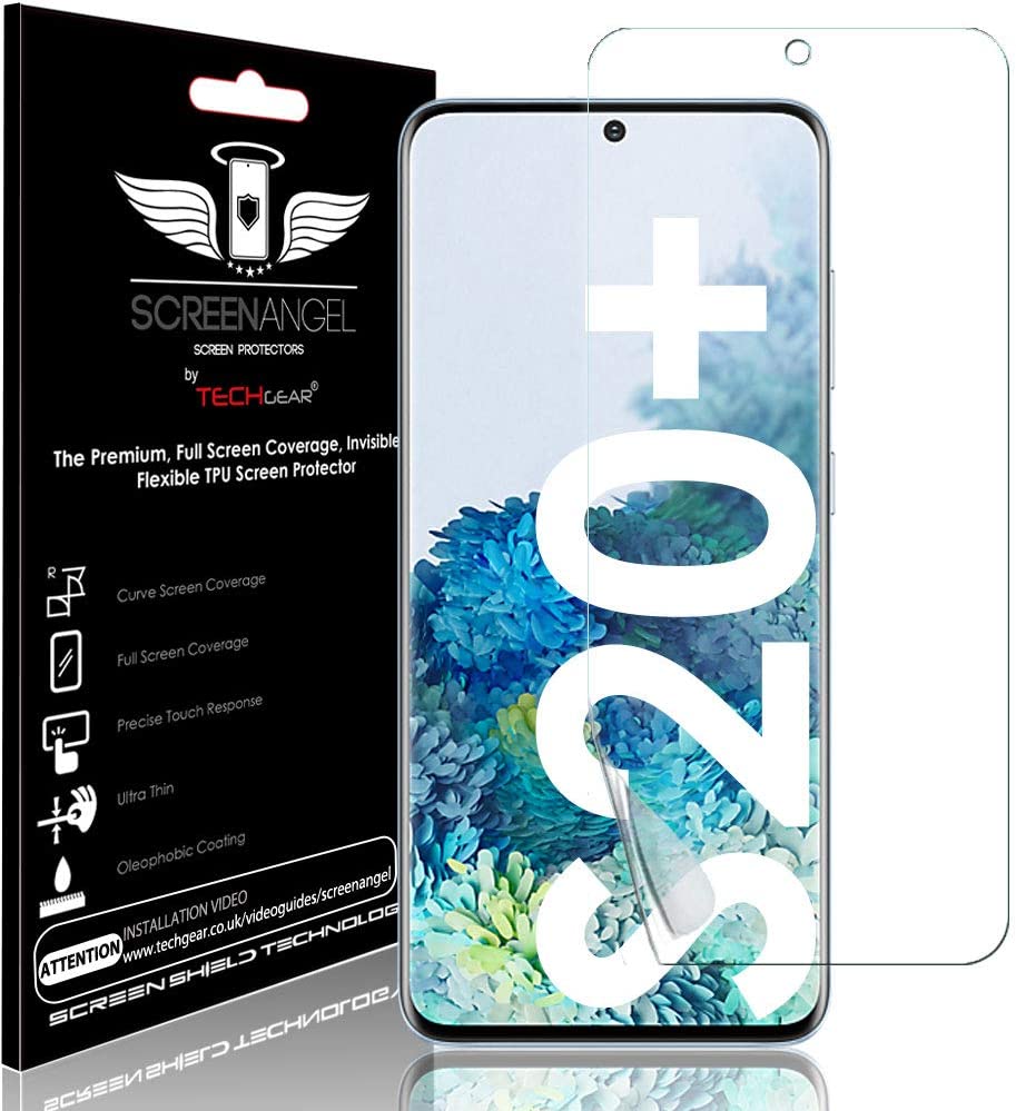 TECHGEAR Screen Protector fits Samsung Galaxy S20 Plus [Screen Angel Edition][Case Friendly] [Bubble Free] [FULL Screen Coverage] TPU Film