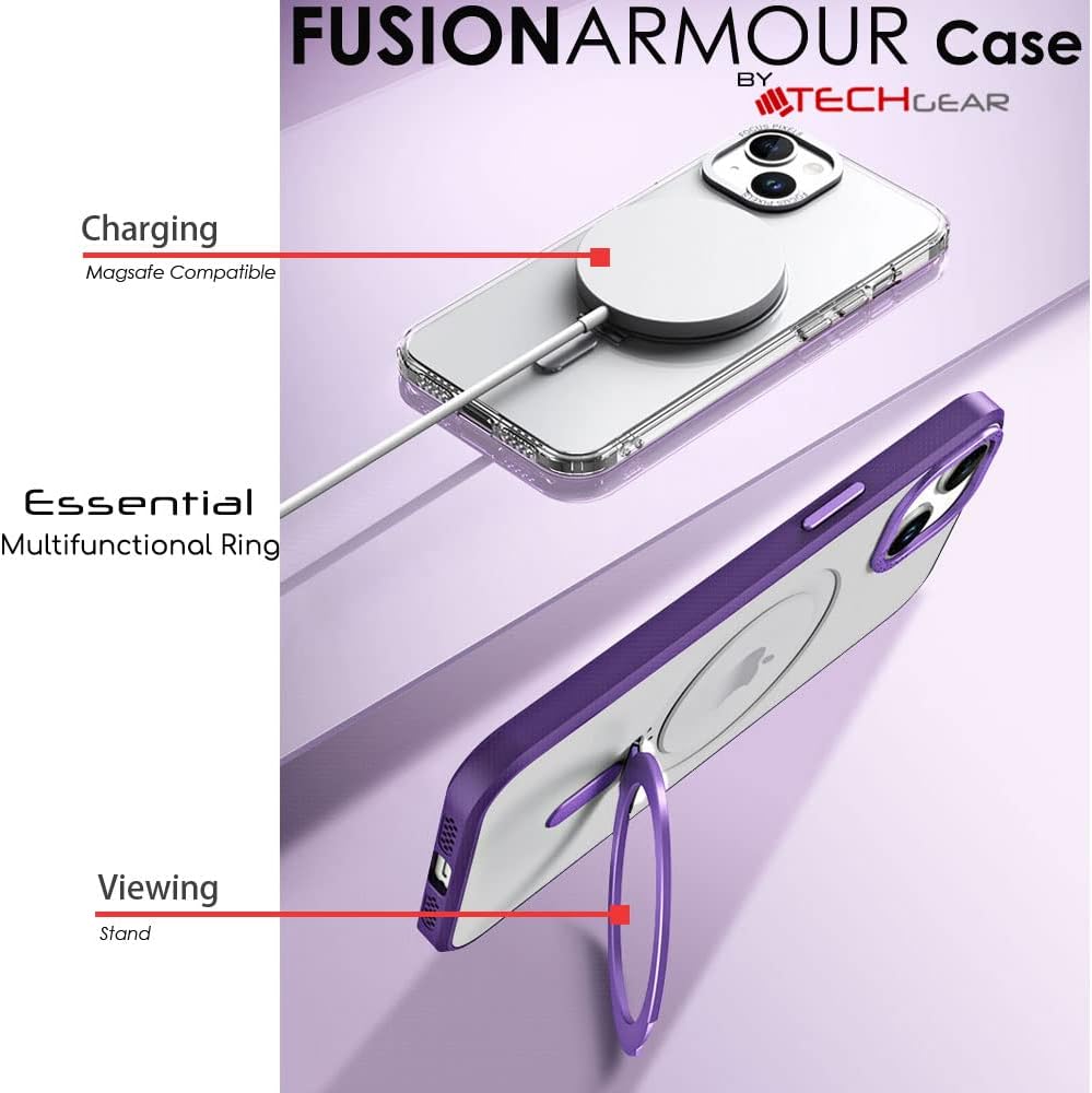 [Fusion Armour Ring] Premium Tough Protective Magnetic Ring Kickstand Case, MagSafe Case for iPhone 14 Pro 6.1"