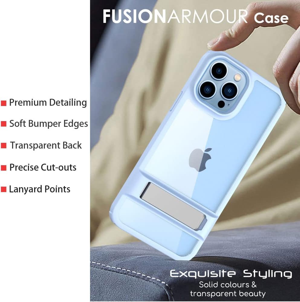 [Fusion Armour Kickstand] Tough Rugged Protective Kickstand Clear Case for Apple iPhone 14 Pro