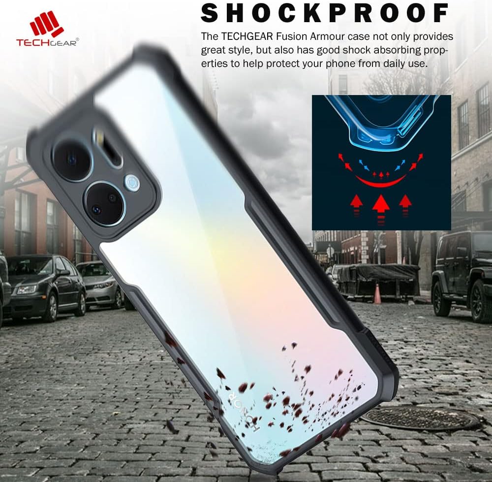 [Fusion Armour Case] Premium Hybrid Tough Heavy Duty, Clear Back, Bumper Case for Honor X7a