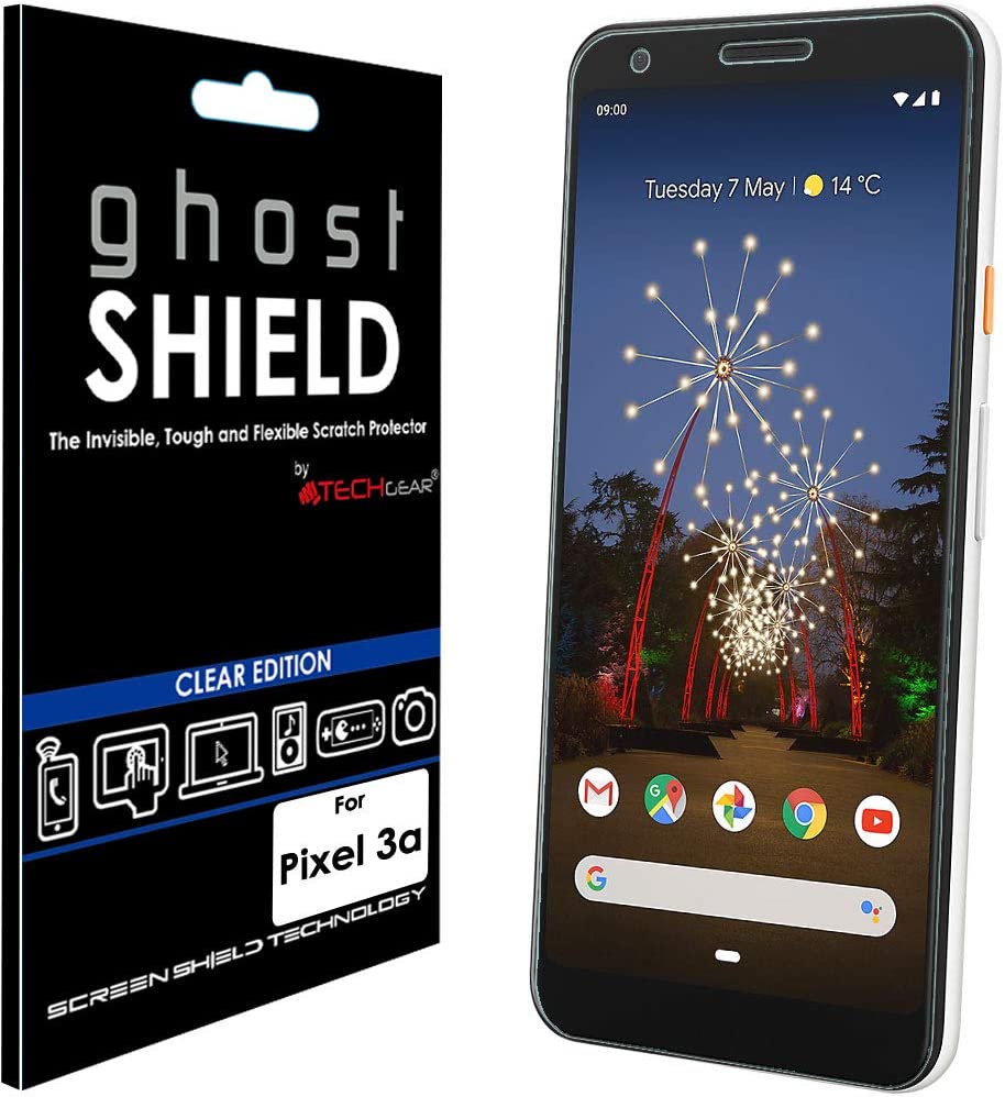 TECHGEAR Screen Protector fits Google Pixel 3a [ghostSHIELD Edition] Reinforced TPU film Screen Protector [FULL Screen Coverage] Curved Screen Area