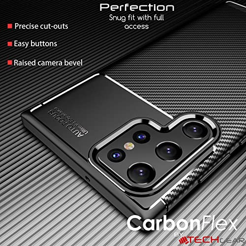 [CarbonFlex Case] Premium Shockproof Soft Slim Cover with Carbon Fibre Effect For Samsung  Galaxy S22 Ultra