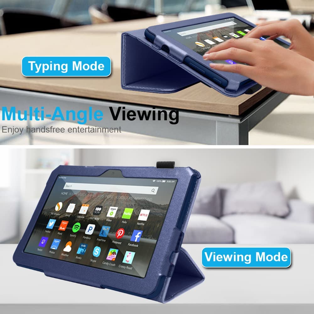 [Folio Case] Smart Cover Stand with Auto Sleep/Wake & Hand Strap For New Amazon Fire 7" (12th Generation / 2022)