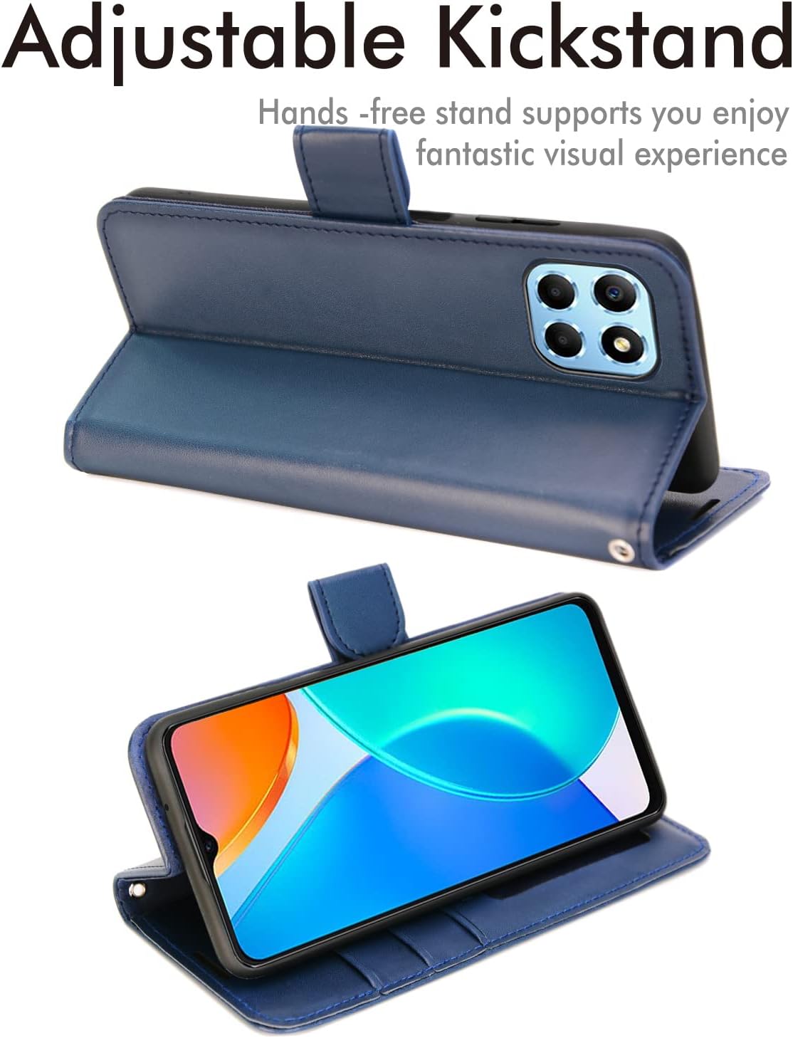 [Wallet Case] Protective Cover with Cash & Card Holder, Stand and Wrist Strap For Honor X6 4G / Honor X8 5G