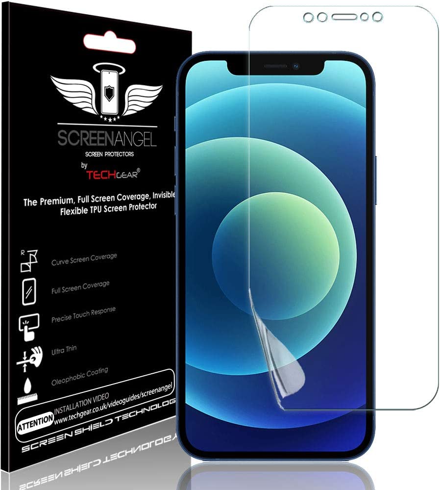 TECHGEAR [3 Pack] Screen Protector fits iPhone 12 Mini 5.4" [Screen Angel Edition] [Bubble Free] [FULL Screen Coverage] HD Clear Flexible TPU Film