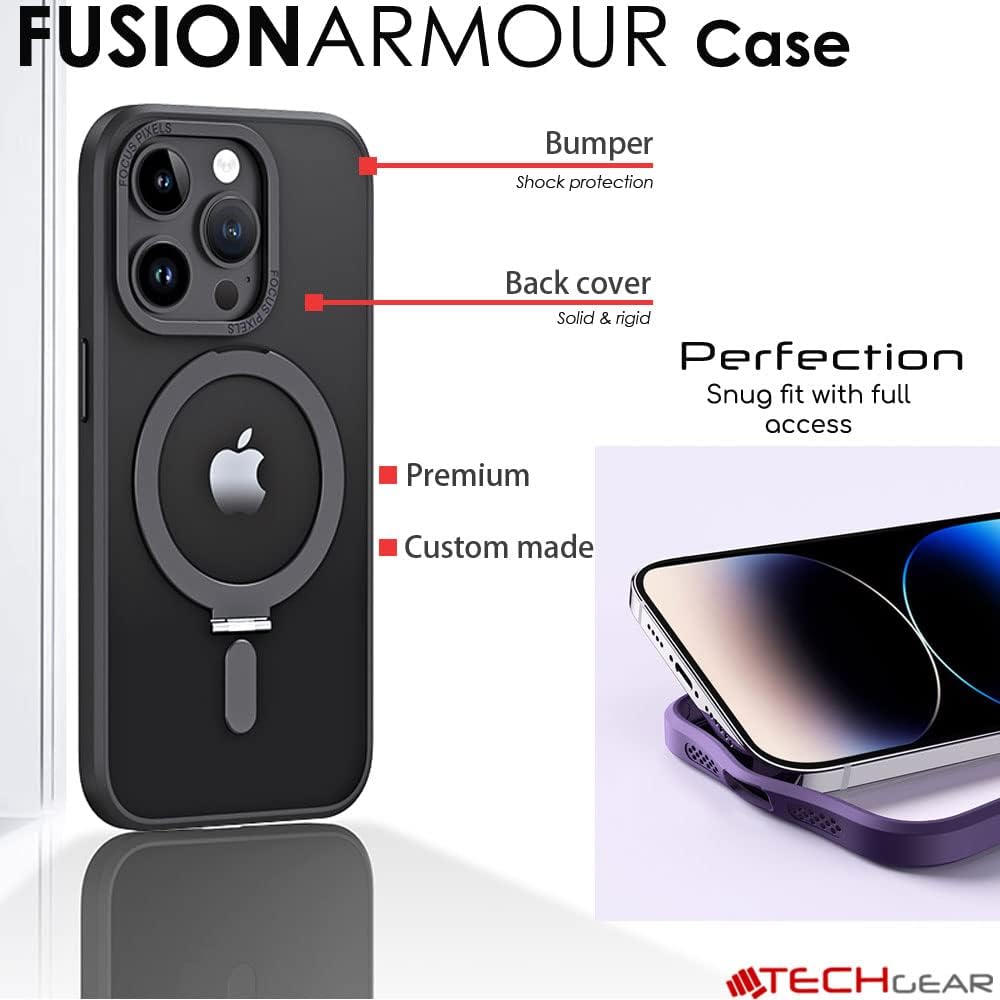 [Fusion Armour Ring] Premium Tough Protective Magnetic Ring Kickstand Case, MagSafe Case for iPhone 14 Pro 6.1"