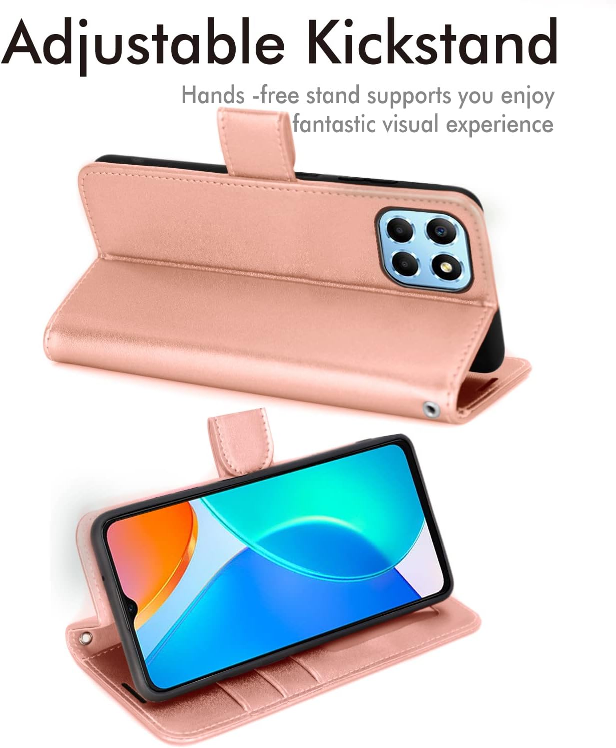 [Wallet Case] Protective Cover with Cash & Card Holder, Stand and Wrist Strap For Honor X6 4G / Honor X8 5G