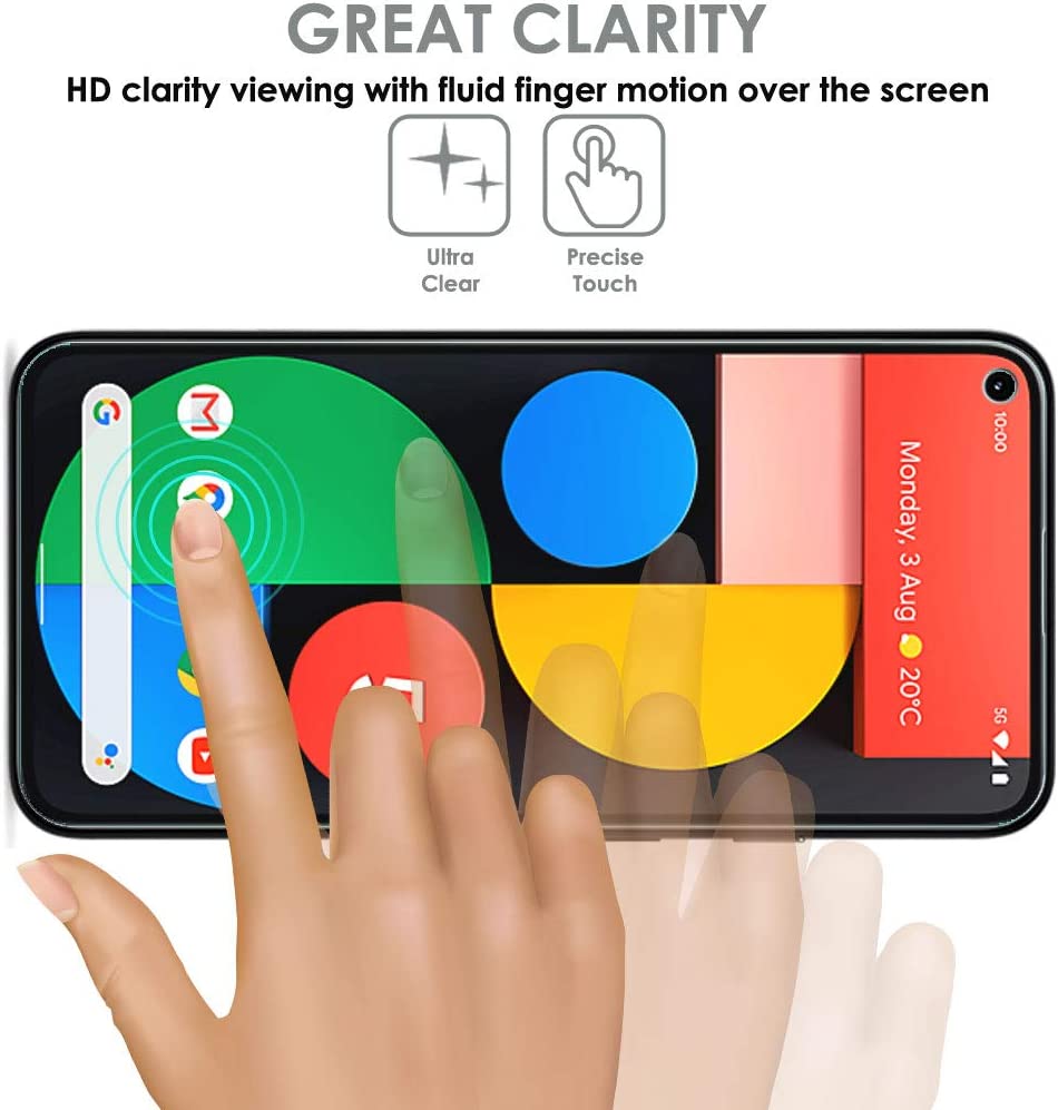 TECHGEAR Screen Protector fits Google Pixel 5 [Screen Angel Edition] [Case Friendly] [Bubble Free] [FULL Screen Coverage] HD Clear Flexible TPU Film