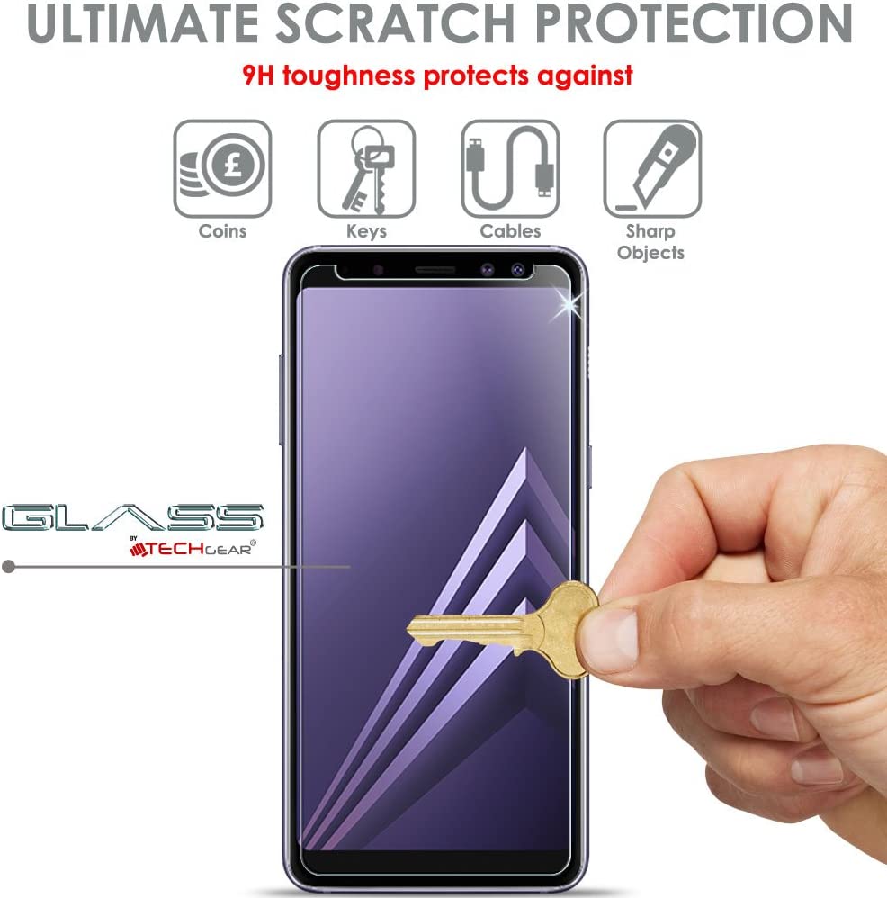 [2 Pack] TECHGEAR GLASS Edition for Galaxy A8 2018 (SM-A530 Series) - Genuine Tempered Glass Screen Protectors