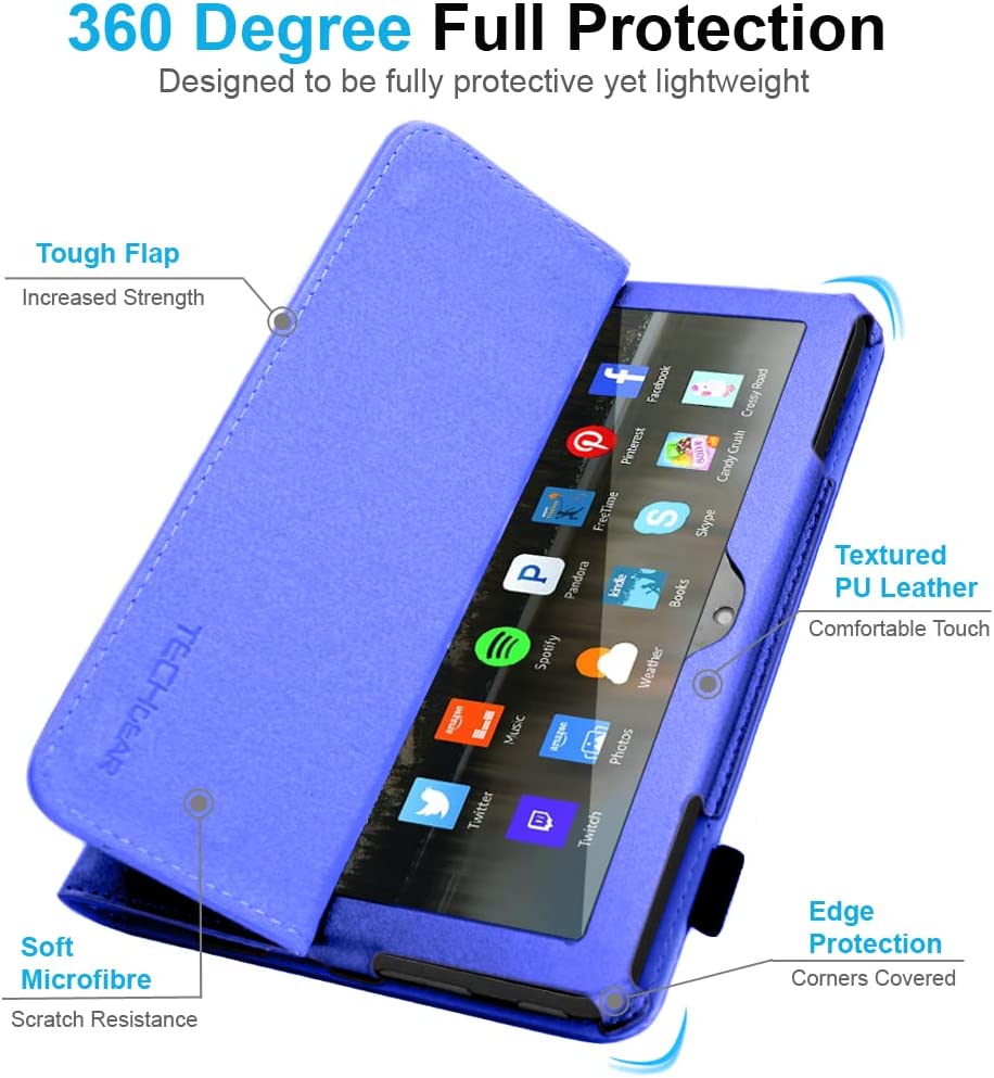 [Folio Case] Smart Cover Stand with Auto Sleep/Wake & Hand Strap For New Amazon Fire 7" (12th Generation / 2022)