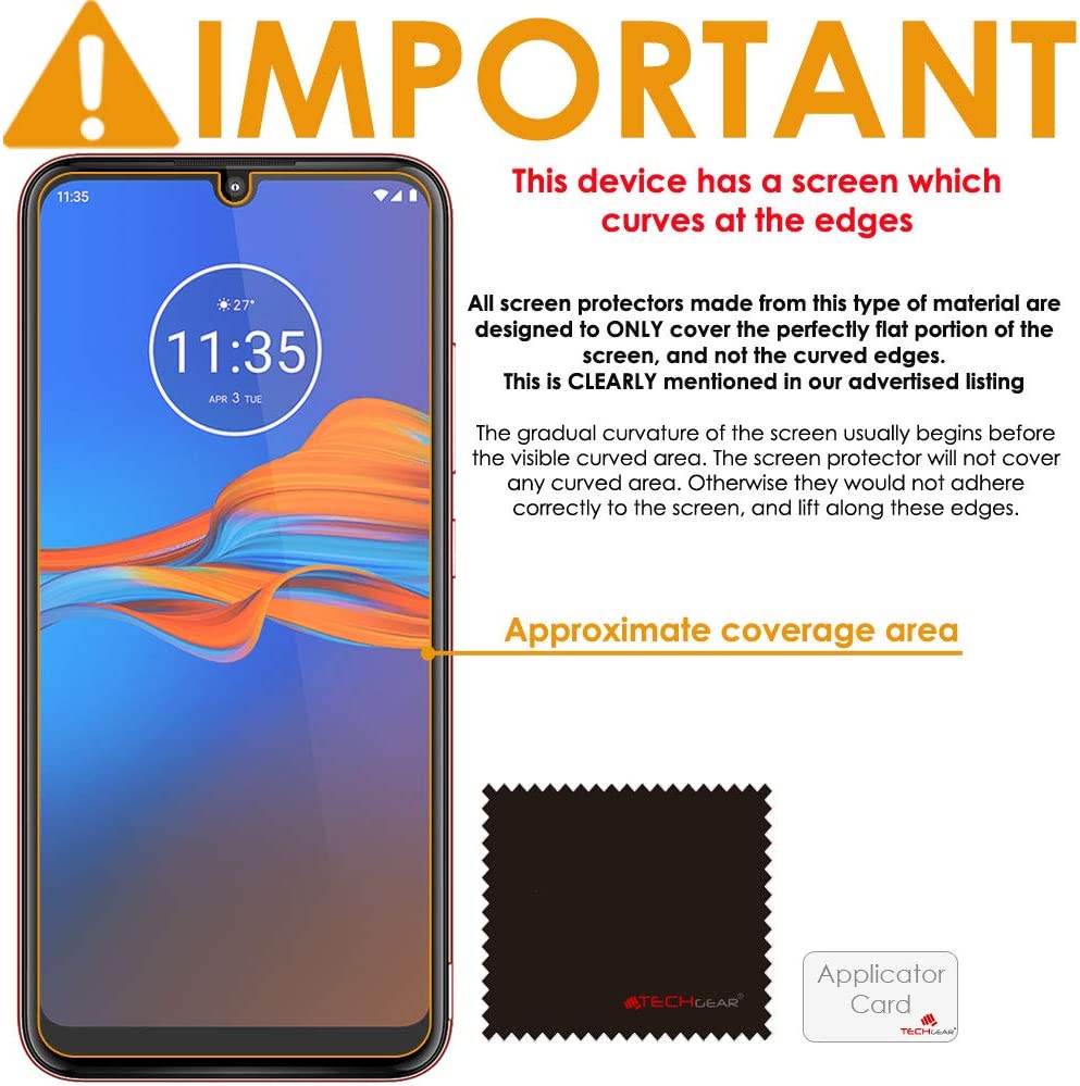 TECHGEAR 3 Pack Moto E6 Plus / E6s Screen Protectors , CLEAR LCD Film Screen Protectors Cover Guards Compatible for Motorola Moto E6s & Moto E6 Plus