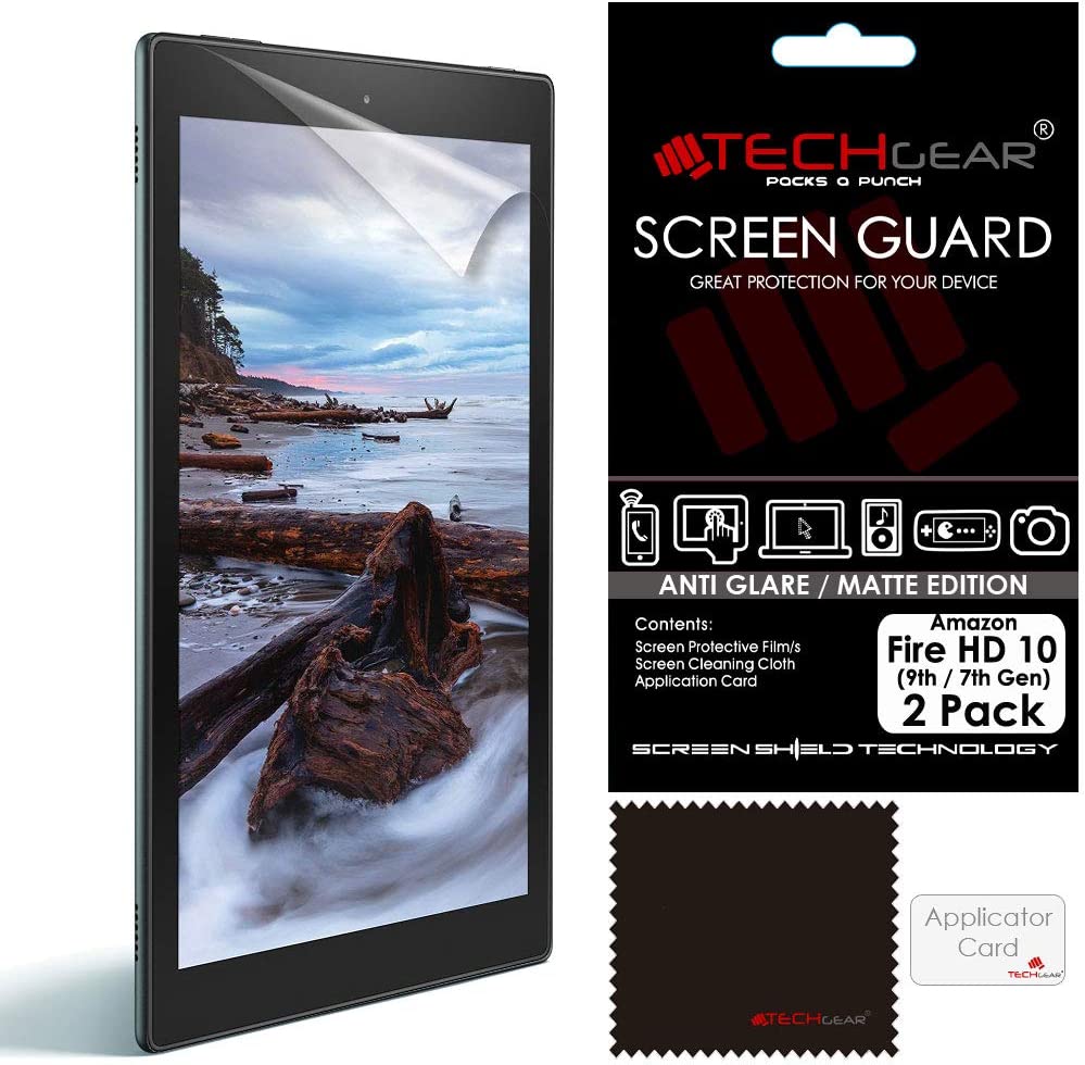 [Pack of 2] TECHGEAR Anti Glare Screen Protectors for Previous Amazon Fire HD 10 (9th / 7th Generation, 2019 / 2017) - Matte Screen Protector