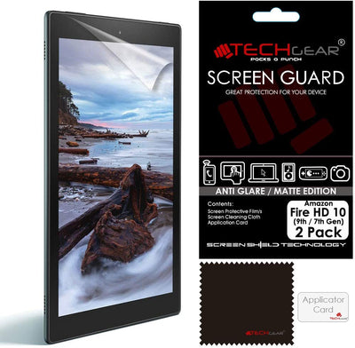 [Pack of 2] TECHGEAR Anti Glare Screen Protectors for Previous Amazon Fire HD 10 (9th / 7th Generation, 2019 / 2017) - Matte Screen Protector