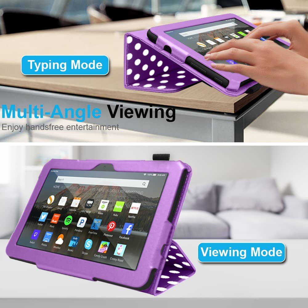 [Folio Case] Smart Cover Stand with Auto Sleep/Wake & Hand Strap For New Amazon Fire 7" (12th Generation / 2022)