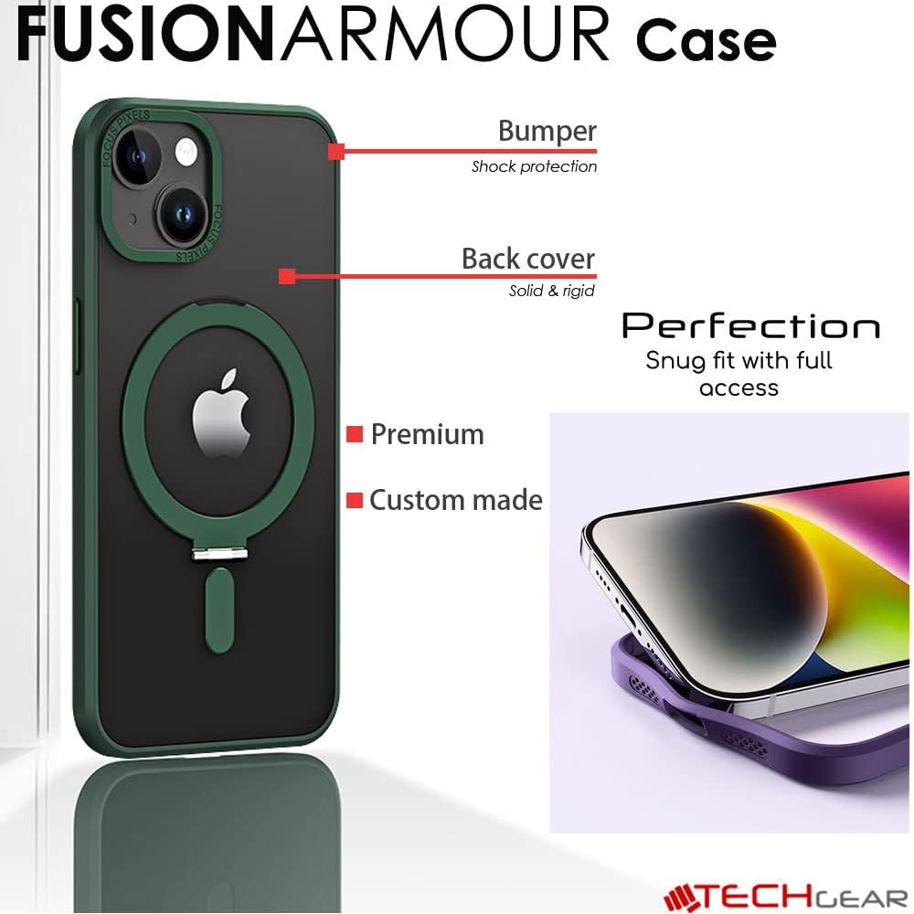 [Fusion Armour Ring] Premium Tough Protective Magnetic Ring Kickstand Case, MagSafe Case for iPhone 14 Plus 6.7"