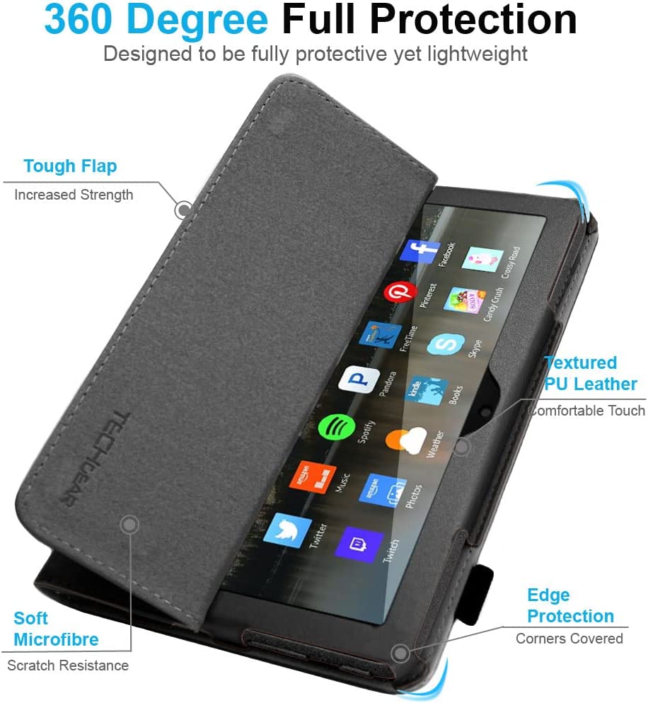 [Folio Case] Smart Cover Stand with Auto Sleep/Wake & Hand Strap For New Amazon Fire 7" (12th Generation / 2022)