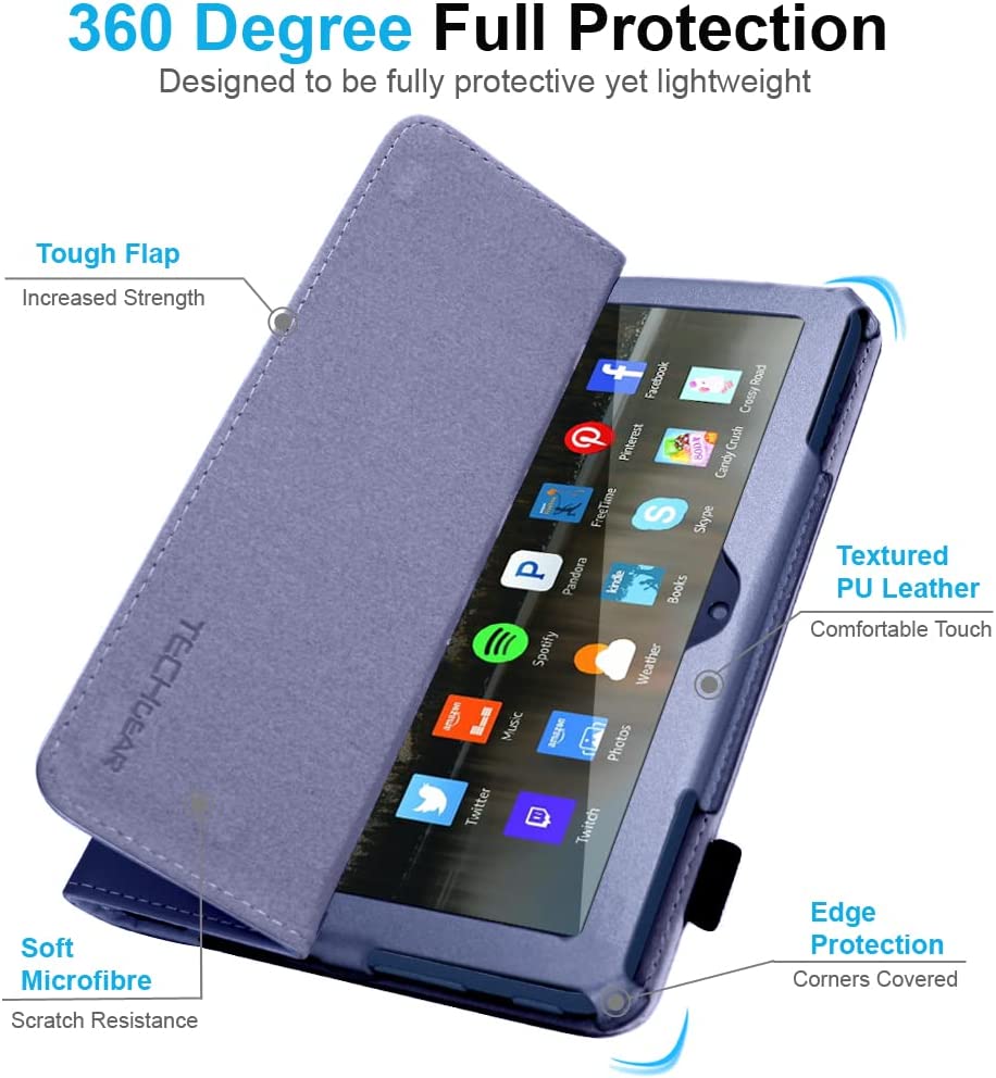 [Folio Case] Smart Cover Stand with Auto Sleep/Wake & Hand Strap For New Amazon Fire 7" (12th Generation / 2022)
