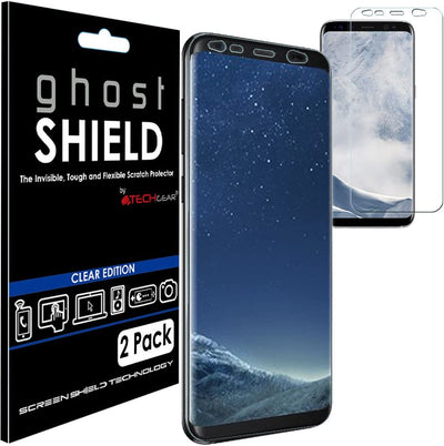 [2 Pack] TECHGEAR Screen Protectors to fit Samsung Galaxy S8, S9 [ghostSHIELD Edition] Screen Protector with Full Screen Coverage inc Curved Screen