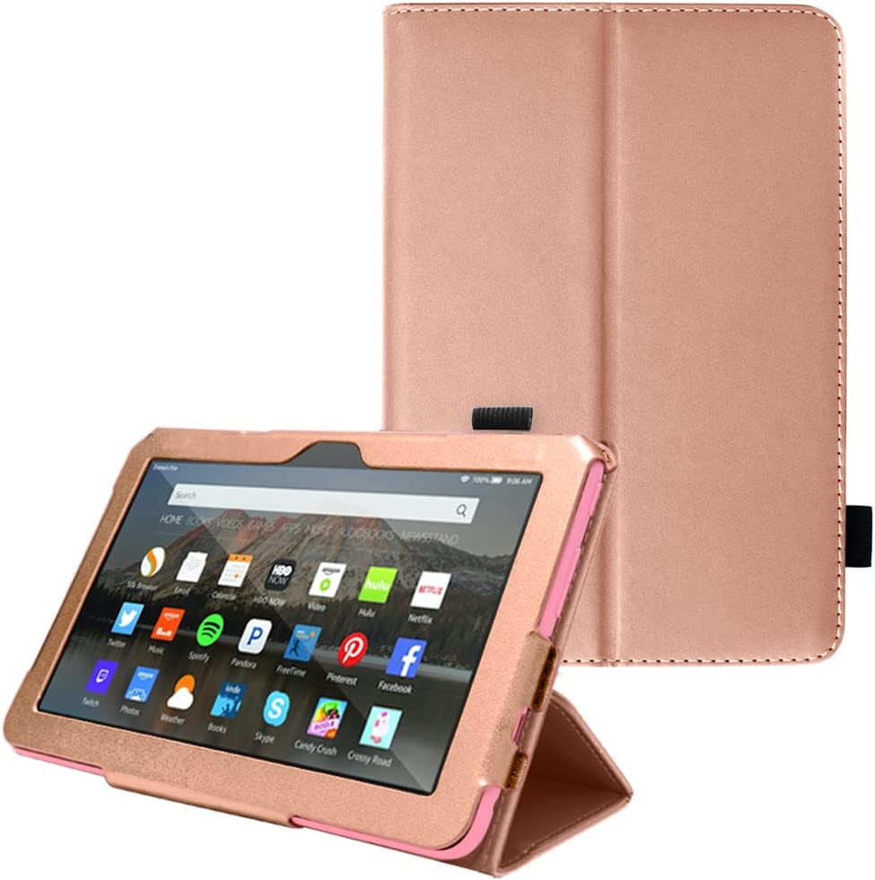 [Folio Case] Smart Cover Stand with Auto Sleep/Wake & Hand Strap For New Amazon Fire 7" (12th Generation / 2022)