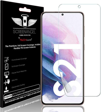 TECHGEAR Screen Protector fits Samsung Galaxy S21 [Screen Angel Edition][Case Friendly] [Bubble Free] [FULL Screen Coverage] TPU Film