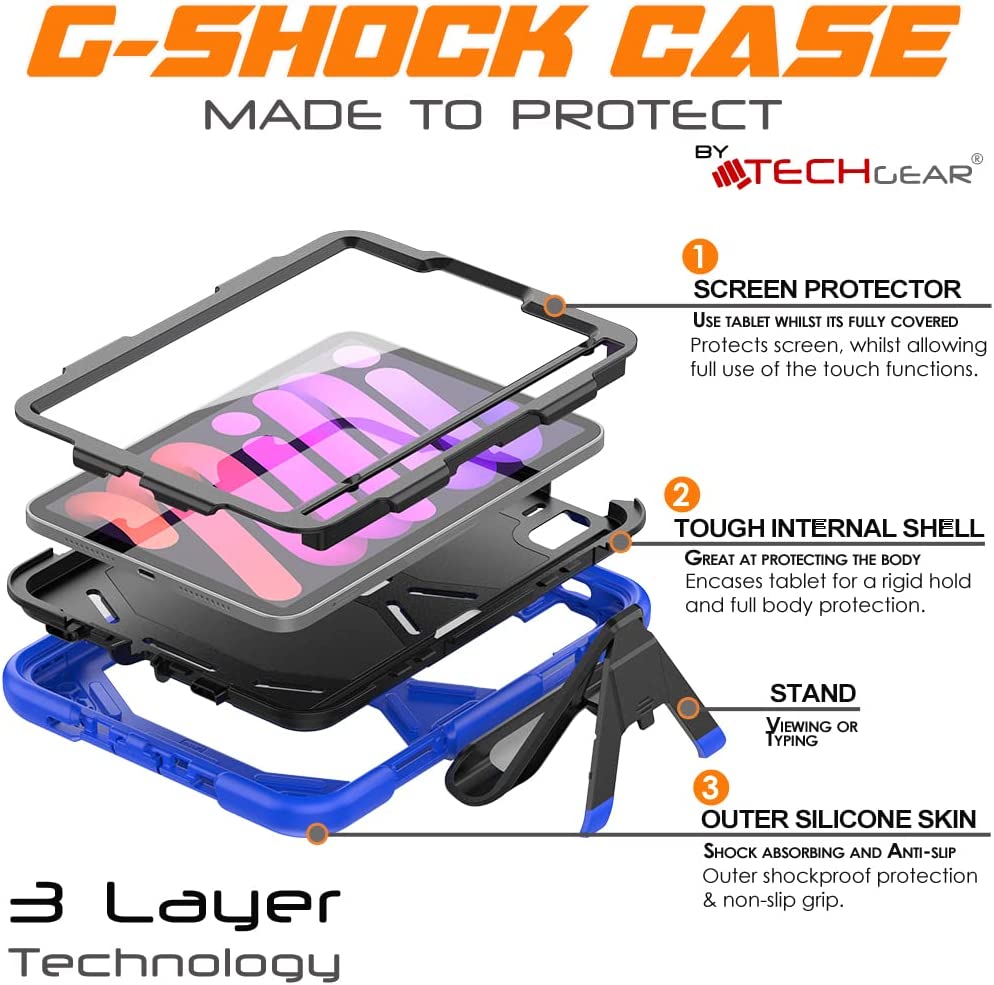 [G-SHOCK Case] Heavy Duty Long Survival Screen Protector Case for Apple iPad Mini 7 / Mini 6 8.3" [7th / 6th Generation]