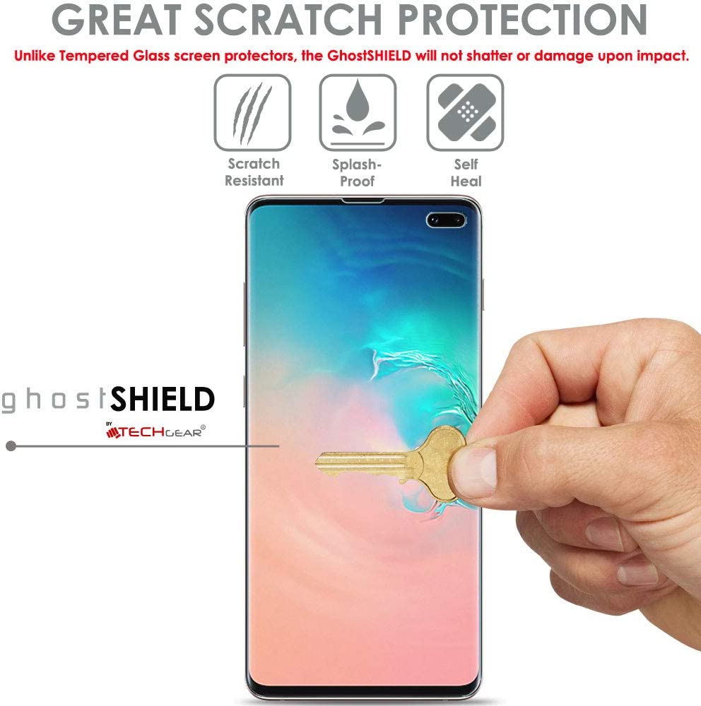 TECHGEAR Screen Protector fits Samsung Galaxy S10 Plus S10+ [ghostSHIELD Edition] Reinforced TPU film Screen Protector [FULL Screen Coverage]