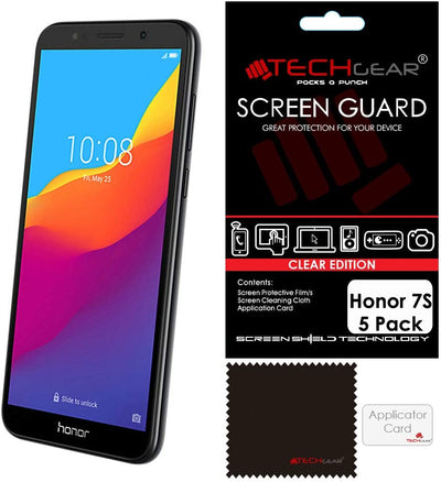 [5 Pack] TECHGEAR Screen Protectors for Honor 7S - Clear Lcd Screen Protectors Cover Guards Compatible with Honor 7S