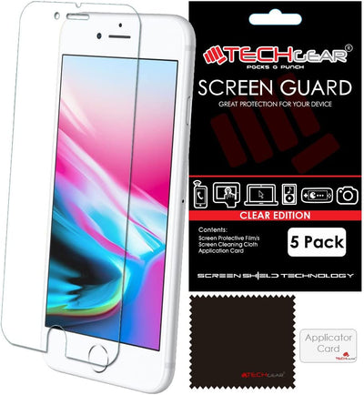 [5 Pack] TECHGEAR Screen Protectors for Apple iPhone SE 5G 2022 / 2020, iPhone 8, iPhone 7 (4.7") - Ultra Clear Lcd Screen Protector