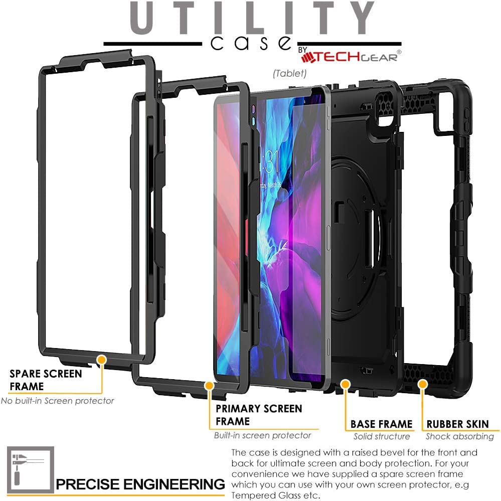 [UTILITY Case] Full Body Shockproof Case with Stand, Hand & Shoulder Strap for iPad Pro 12.9"(6th 5th 3rd 2nd Generation)