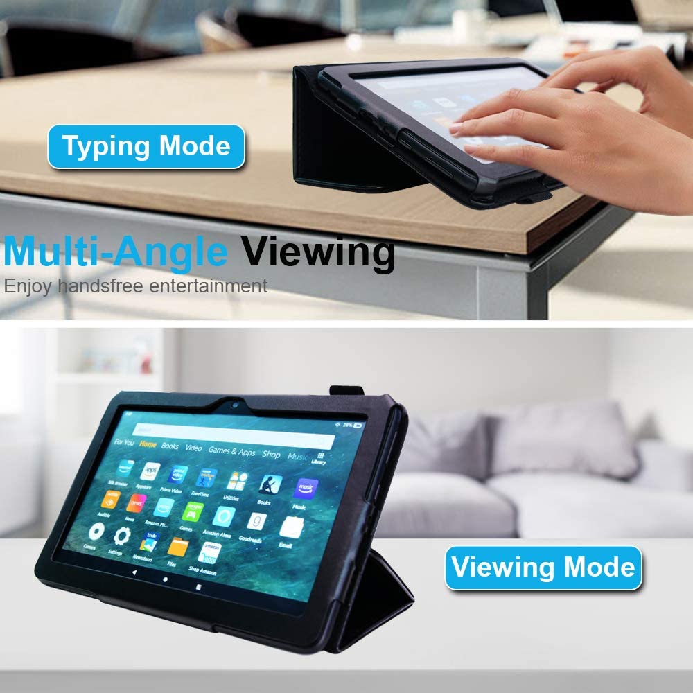 [Folio Case] Smart Cover Stand with Auto Sleep/Wake & Hand Strap For Amazon Fire HD 8" / HD 8" Plus (2024, 2022 & 2020 / 14th, 12th & 10th Generation)